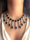 TANAAZ Sapphire blue necklace earrings in American Diamond Classy high quality cz zircon jewelry,prom ink blue colour jewellery set