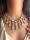 TANAAZ Golden polish clear stone necklace earrings, real diamond look high quality cz zircon prom  jewelry, gold polish wedding necklace set