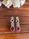 LUNA Ruby colour necklace earrings in American Diamond Classy high quality cz zircon jewelry,prom,gala dinner ruby pink jewellery set