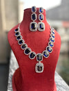 IVY Sapphire blue necklace earrings in American Diamond Classy high quality cz zircon jewelry,prom,gala dinner blue colour jewellery set