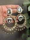 HINAA ivory White Gold Statement chandbali earrings Bollywood chandbalis Pakistani Wedding Navratri function Indian Diwali jewelry