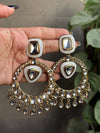 HINAA ivory White Gold Statement chandbali earrings Bollywood chandbalis Pakistani Wedding Navratri function Indian Diwali jewelry
