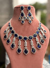 TANAAZ Sapphire blue necklace earrings in American Diamond Classy high quality cz zircon jewelry,prom ink blue colour jewellery set