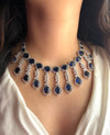 TANAAZ Sapphire blue necklace earrings in American Diamond Classy high quality cz zircon jewelry,prom ink blue colour jewellery set