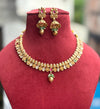 TANVI Gold Rajwadi jewellery South Indian jewelry,necklace with jhumkas, Indian antique golden jewelry, kempu temple jewelry