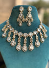 TANAAZ Golden polish clear stone necklace earrings, real diamond look high quality cz zircon prom  jewelry, gold polish wedding necklace set