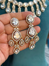 TANAAZ Golden polish clear stone necklace earrings, real diamond look high quality cz zircon prom  jewelry, gold polish wedding necklace set