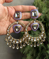 HINAA lilac purple and Gold Statement chandbali earrings Bollywood chandbalis Pakistani Wedding Indian Diwali jewelry,lilac purple earrings