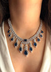 SHANAZ Sapphire blue jewelry American Diamond High Quality necklace set, Indian pakistani bridal jewelry,dark blue cz necklace and earrings