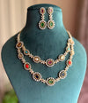 SIYA Gold Finish multicoloured Navratna cz Kundan Necklace with Earrings,indian traditional  jewelry, two layer delicate Navratan set