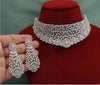 AVA silver finish Clear stones American Diamond Necklace Set/ stylish cz zircon choker set jewelry,Indian pakistani jewellery