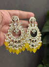 REVA Yellow earrings/ Wedding bridal kundan earrings /Navratri function Indian Diwali jewelry/yellow colour chandbali/haldi ceremony