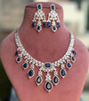 SHANAZ Sapphire blue jewelry American Diamond High Quality necklace set, Indian pakistani bridal jewelry,dark blue cz necklace and earrings