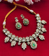 SHIRINA Gold Finish Mint  Kundan Wedding Jewelry ,Necklace Set with Earring,Indian traditional jewelry , mint green colour jewelry
