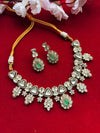 SHIRINA Gold Finish Mint  Kundan Wedding Jewelry ,Necklace Set with Earring,Indian traditional jewelry , mint green colour jewelry