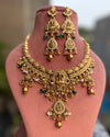 DHANYAA Gold tone Rajwadi jewellery South Indian jewelry, necklace earrings, Indian golden jewelry,kempu,Goddess Lakshmi temple jewelry