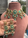DIYANA Sabyasachi inspired mint and golden Fusion Kundan choker set, necklace set, indian wedding jewelry pakistani set bollywood jewelry