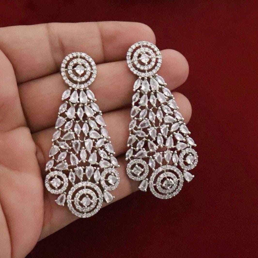 AVA silver finish Clear stones American Diamond Necklace Set/ stylish cz zircon choker set jewelry,Indian pakistani jewellery