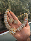 REYANA Royal look clear stones kundan hasli necklace set ,Indian Bridal Victorian choker kundan, gold finish kundan pakistani jewelry