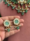 PARWEEN Sabyasachi inspired mint and golden Fusion Kundan choker set, necklace set, indian wedding Rajwada jewelry/ pakistani jewelry