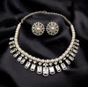 CALISTA white pearl necklace in clear stones, American Diamond High Quality Choker set wedding jewelry,colourless stones necklace with studs