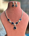 IRENE Premium quality Sapphire blue necklace Set American Diamond classy cz zircon jewelry, stylish prom,gala dinner bridal jewellery