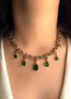 ARIA Green colour kundan and zircon sleek necklace set in  mehndi golden polish,Indian bridal victorian style jewelry