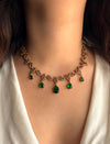 ARIA Green colour kundan and zircon sleek necklace set in  mehndi golden polish,Indian bridal victorian style jewelry