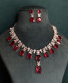 KAINA Red cz American Diamond High Quality necklace set wedding bridal  jewelry,red silver, pakistani Nikaah jewelry