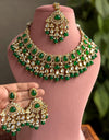 SHAINAZ Green kundan necklace set, Indian pakistani nikaah jewellery, bollywood, green colour wedding bridal jewelry, maangtika included