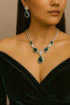 IRENE Premium quality Green colour necklace Set American Diamond Classy cz zircon jewelry, stylish prom,gala dinner bridal jewellery