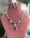IRENE Premium quality Green colour necklace Set American Diamond Classy cz zircon jewelry, stylish prom,gala dinner bridal jewellery