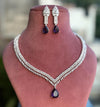 ERIKA Purple cz necklace and earrings, Statement American Diamond jewelry, Indian Jewelry Pakistani Wedding purple colour jewelry, amethyst