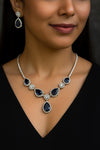 IRENE Premium quality Sapphire blue necklace Set American Diamond classy cz zircon jewelry, stylish prom,gala dinner bridal jewellery