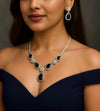 IRENE Premium quality Sapphire blue necklace Set American Diamond classy cz zircon jewelry, stylish prom,gala dinner bridal jewellery