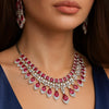 American Diamond High Quality Red Necklace Set Pakistani bridal wedding jewelry,Indian ring ceremony jewellery,zircon cz Green Sapphire blue