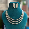 KEIRA two tone clear stones three layer American Diamond High Quality necklace set, golden tone bridal jewelry, two tone colourless jewelry