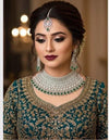 NAGHMA Emerald green Bridal Choker American Diamond necklace set Pakistani nikaah jewelry,Indian bollywood wedding jewelry with maangtika