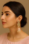 ELOISE Pastel Pink Meenakari Ambi Design Ethnic earrings / Bollywood jhumkas / Pakistani Wedding / Navratri Indian statement Diwali jewelry
