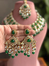 SHAINAZ Green kundan necklace set, Indian pakistani nikaah jewellery, bollywood, green colour wedding bridal jewelry, maangtika included