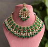 SHAINAZ Green kundan necklace set, Indian pakistani nikaah jewellery, bollywood, green colour wedding bridal jewelry, maangtika included