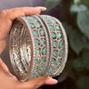NIAT American diamond bangle set in mint Green stones, AD bangle set of 6 bangles ,cz zircon indian bangles,pakistani bangles,