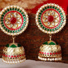 SURYA Green Ruby colour jhumka / Bollywood kundan earrings /Pakistani Wedding bridal /Navratri Indian Diwali jewelry/ green and pink