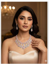 ZYVA Light Pink CZ Necklace American Diamond Necklace Indian Jewelry Indian Necklace Pakistani Jewelry Necklace Set Bollywood