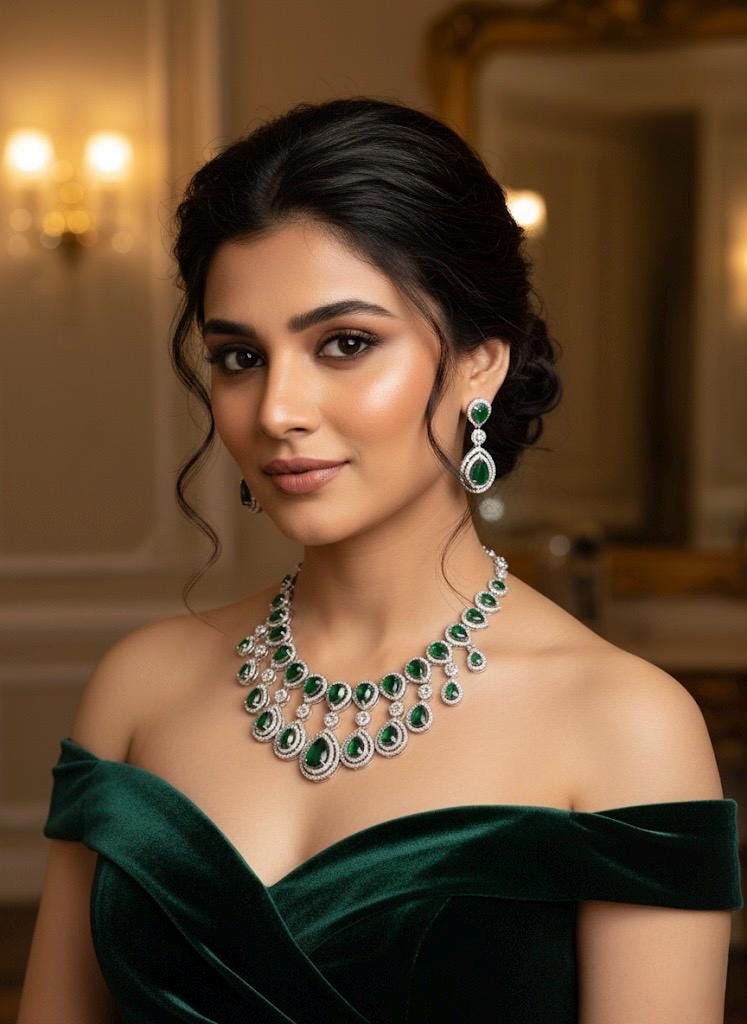 ZYVA Light Pink CZ Necklace American Diamond Necklace Indian Jewelry Indian Necklace Pakistani Jewelry Necklace Set Bollywood