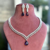 ERIKA Purple cz necklace and earrings, Statement American Diamond jewelry, Indian Jewelry Pakistani Wedding purple colour jewelry, amethyst