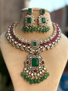 JODHA Sabyasachi inspired green ruby choker set, polki kundan necklace set in doublet stone,Ethnic Indian Bridal wedding jewelry