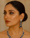 VARISHA Sapphire Blue American Diamond Necklace Set: Indian Bridal Jewelry