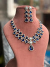 VARISHA Sapphire Blue American Diamond Necklace Set: Indian Bridal Jewelry