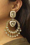 HINAA ivory White Gold Statement chandbali earrings Bollywood chandbalis Pakistani Wedding Navratri function Indian Diwali jewelry